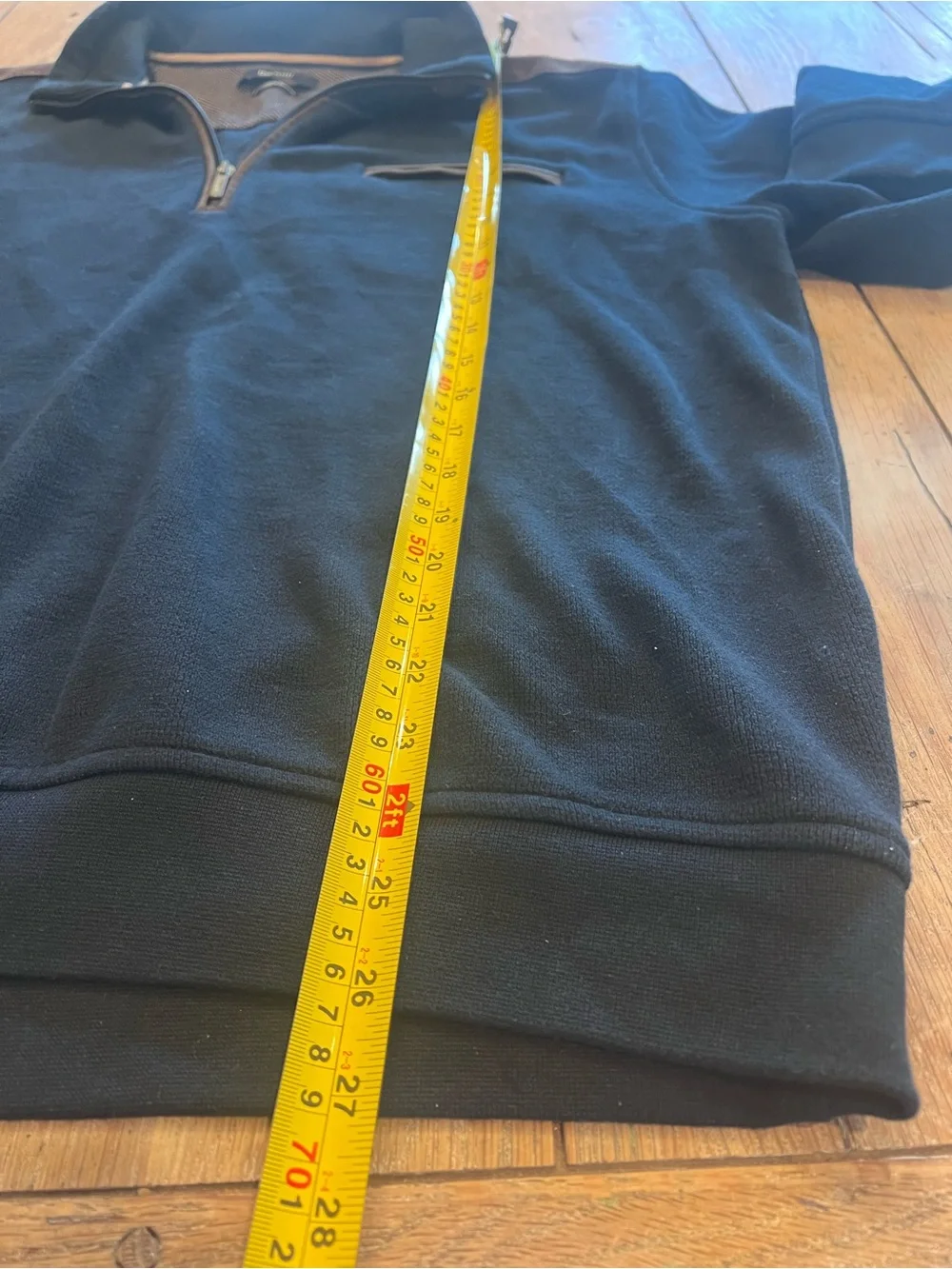 Bugatti Men’s Blue 1/4 Zip Mock Neck Knit Sweatshirt Logo Size XL Suede Accents